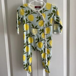 Milk Barn Lemon Organic Cotton Snap Footed Romper 3-6M